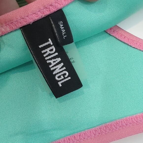 Triangl Swimsuit Bottoms Womens Small Neoprene Bikini Pink Tropical Cheeky Swim - Picture 7 of 9